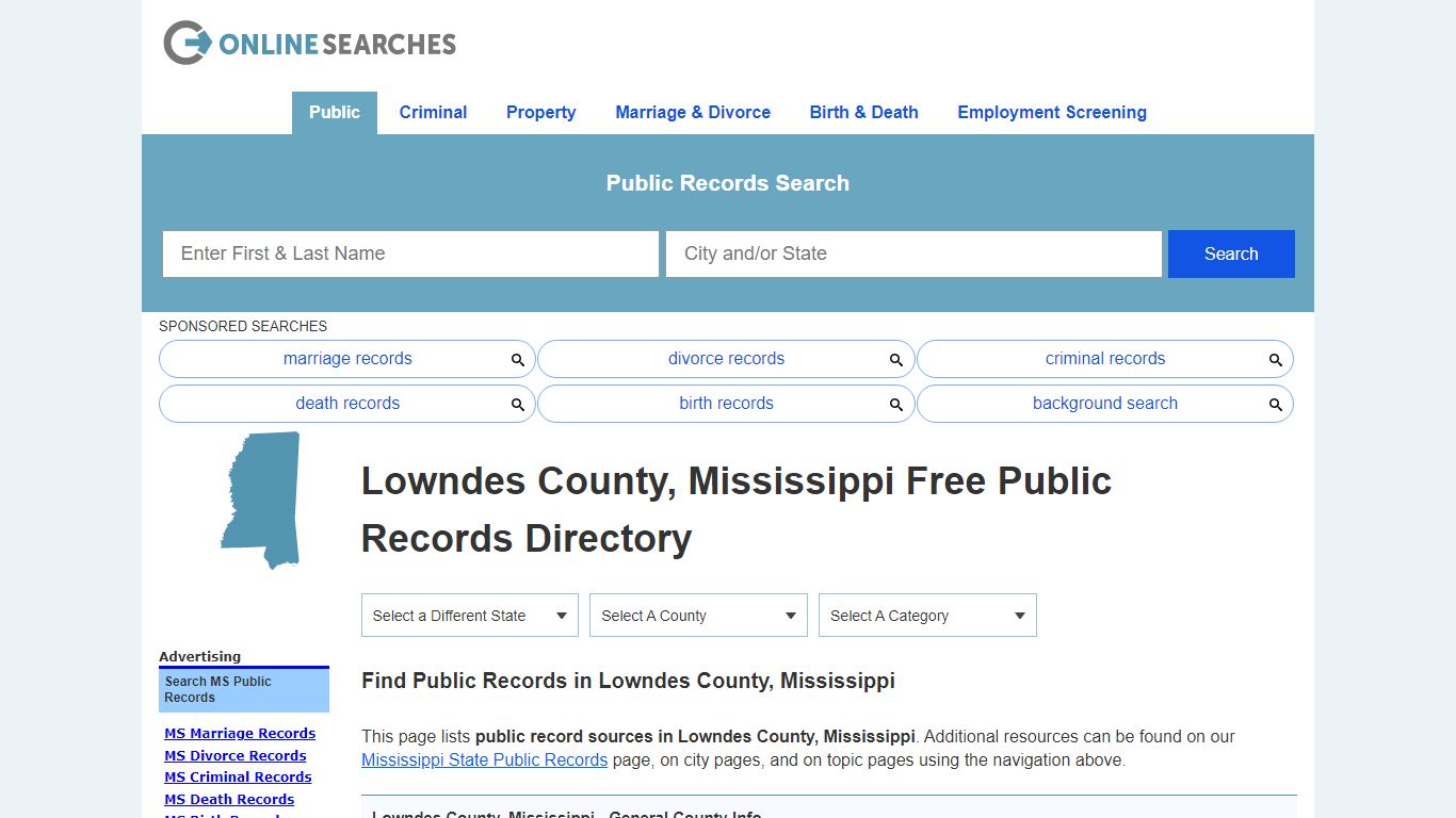 Lowndes County, Mississippi Public Records Directory